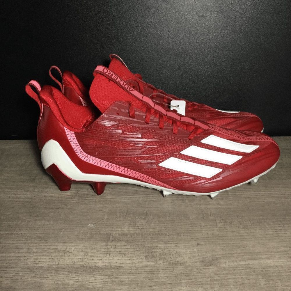 Adidas Adizero Football Cleats Team Power Red Cloud White HP8749 Men's Size 12.5